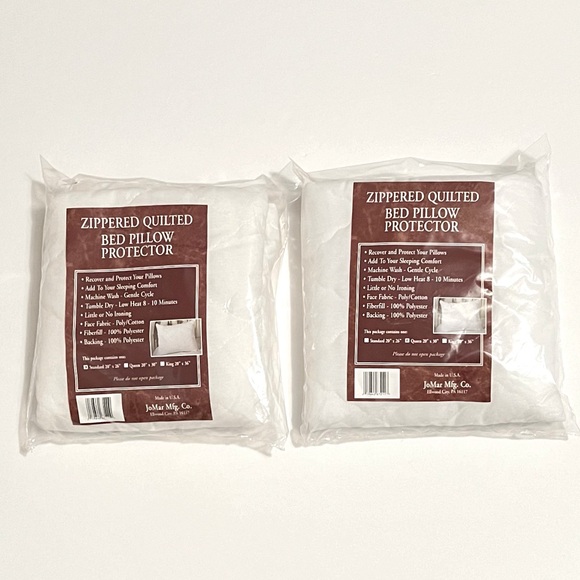 3/$30 JoMar Manufacturing Co Zippered Quilted Bed Pillow Protector Bundle Pair - Picture 1 of 5